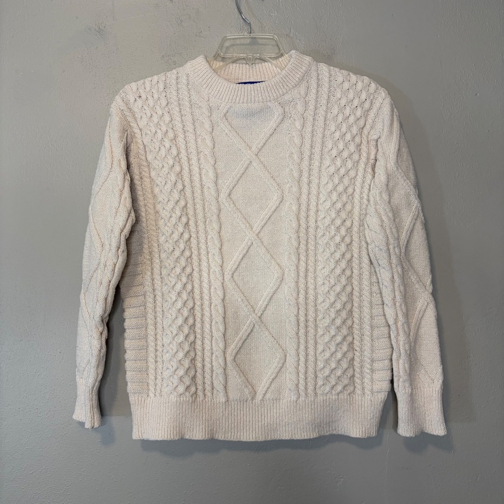 Aelfric Eden Cream Cable Knit Fisherman Sweater Womens Small Off White Crewneck